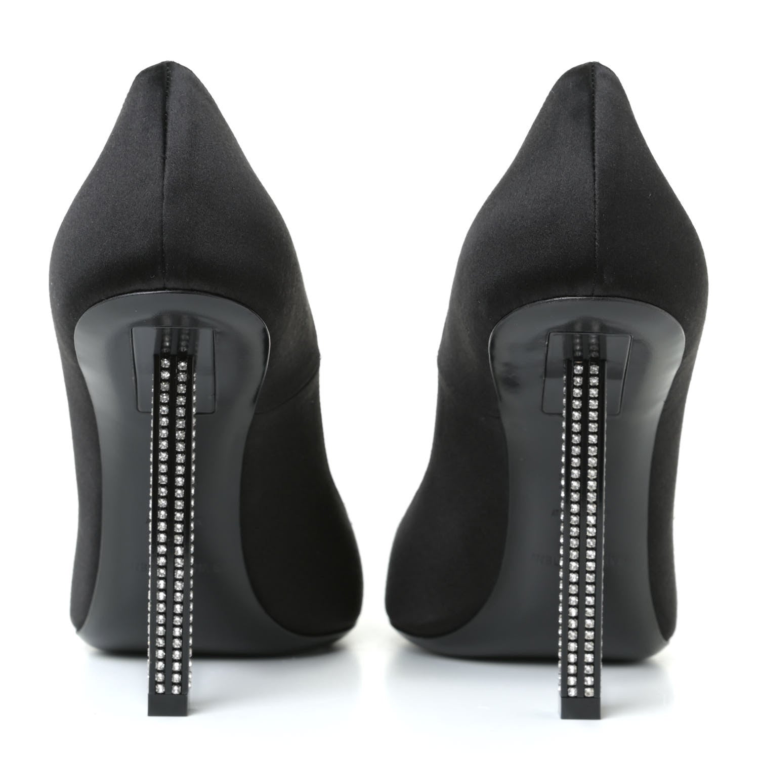 Saint Laurent Satin Crystal Embellished Tower 110 Pump 37.5 Black 10 of 20