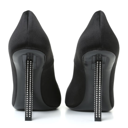 Saint Laurent Satin Crystal Embellished Tower 110 Pump 37.5 Black 10 of 20