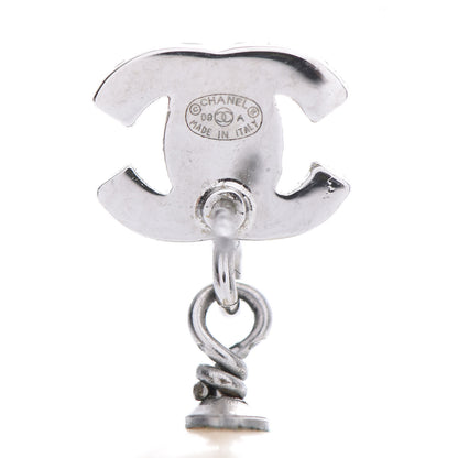 Chanel Crystal Pearl CC Drop Earrings Silver 3 of 4