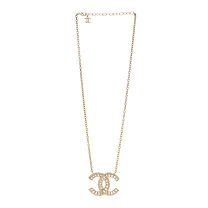 Chanel Crystal Textured CC Necklace Gold 3 of 5