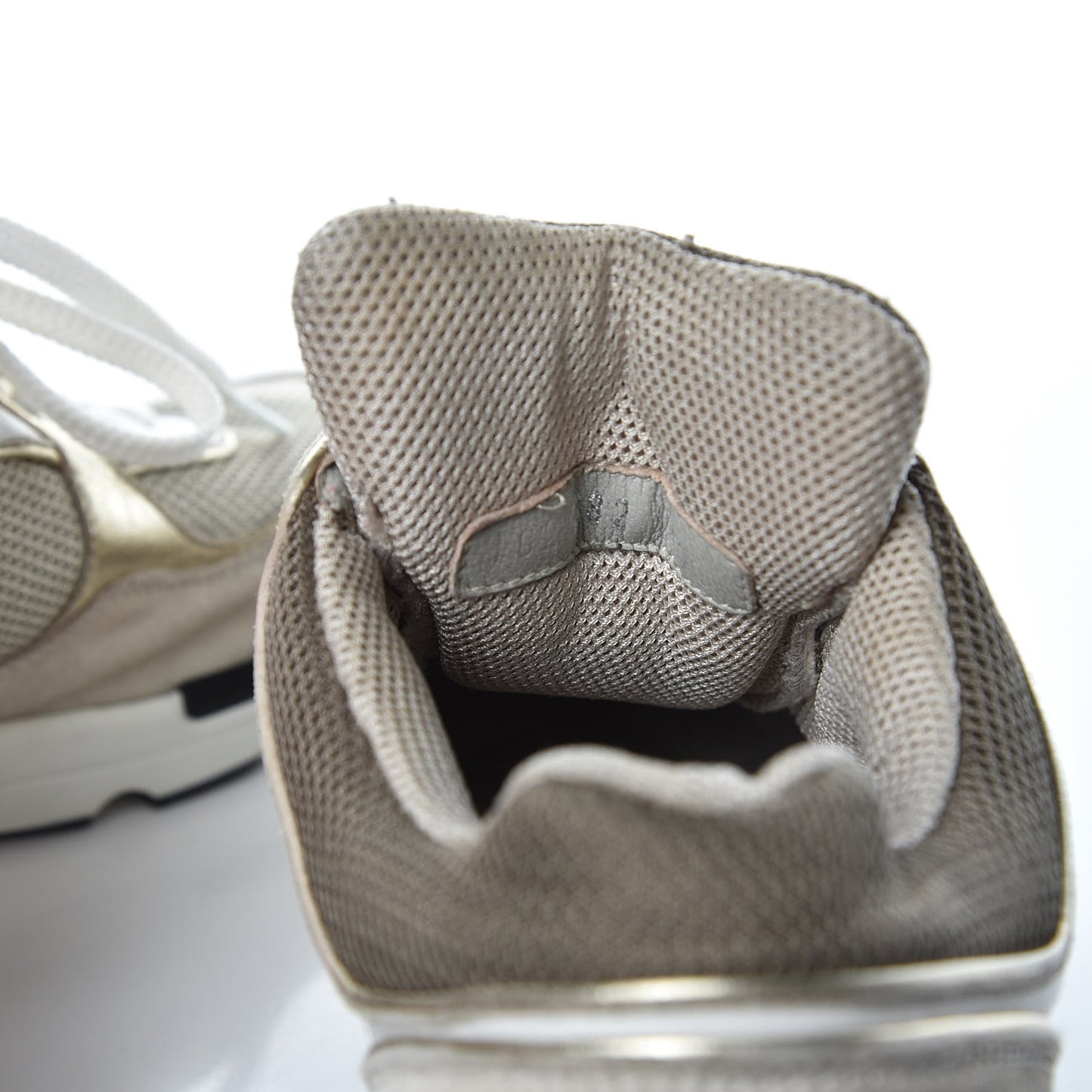 Suede Calfskin CC Sneakers 37 Beige Gold
