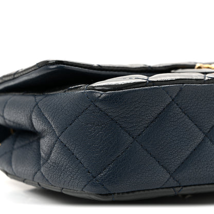 Chanel Patent Goatskin Quilted Medium CC Eyelet Flap Blue 9 of 10