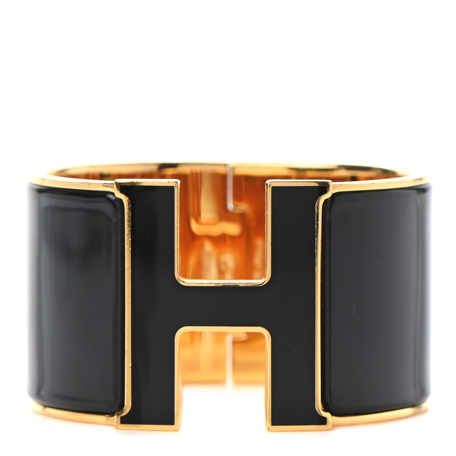 Hermes Enamel Extra Wide Clic Clac H Bracelet PM Black 1 of 4