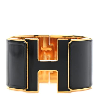 Hermes Enamel Extra Wide Clic Clac H Bracelet PM Black 1 of 4