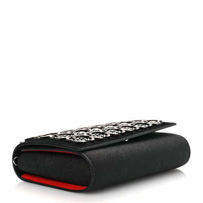 Christian Louboutin Suede Glitter Calfskin Embellished Paloma Clutch Black 4 of 15