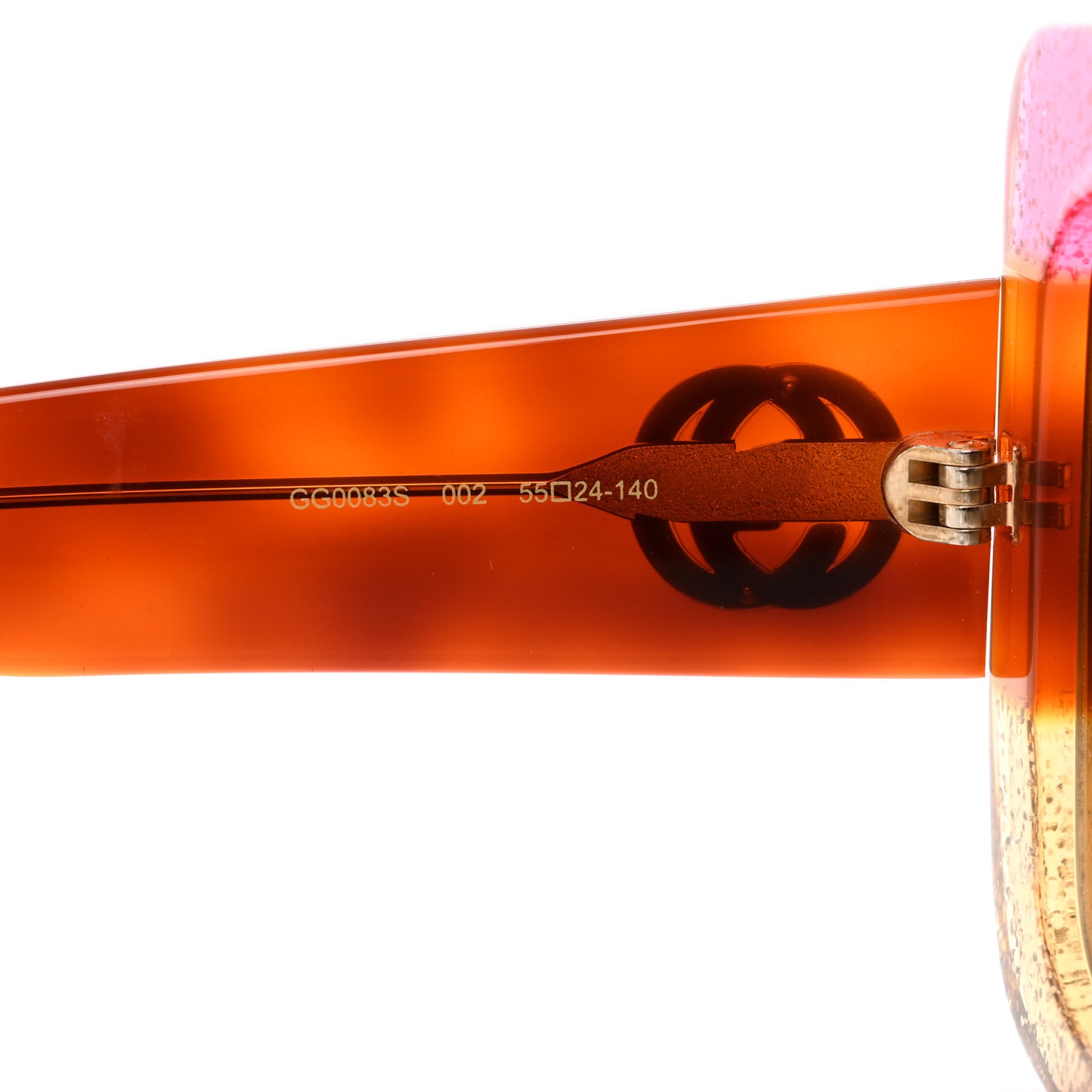 Acetate Square Frame Sunglasses GG0083S Glitter Pink Multi