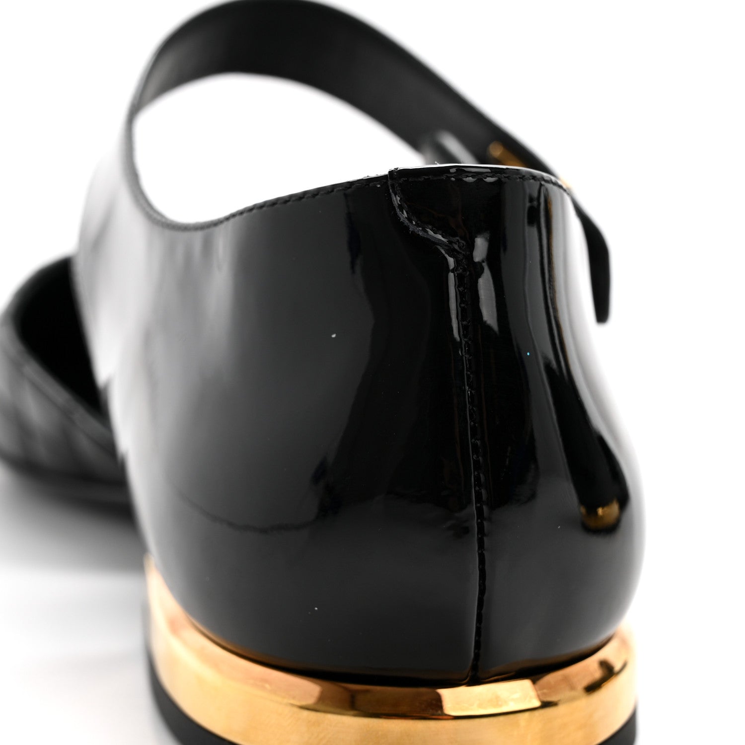 Chanel Patent Lambskin Quilted Cap Toe Ballerina Flats 38 Black 9 of 9