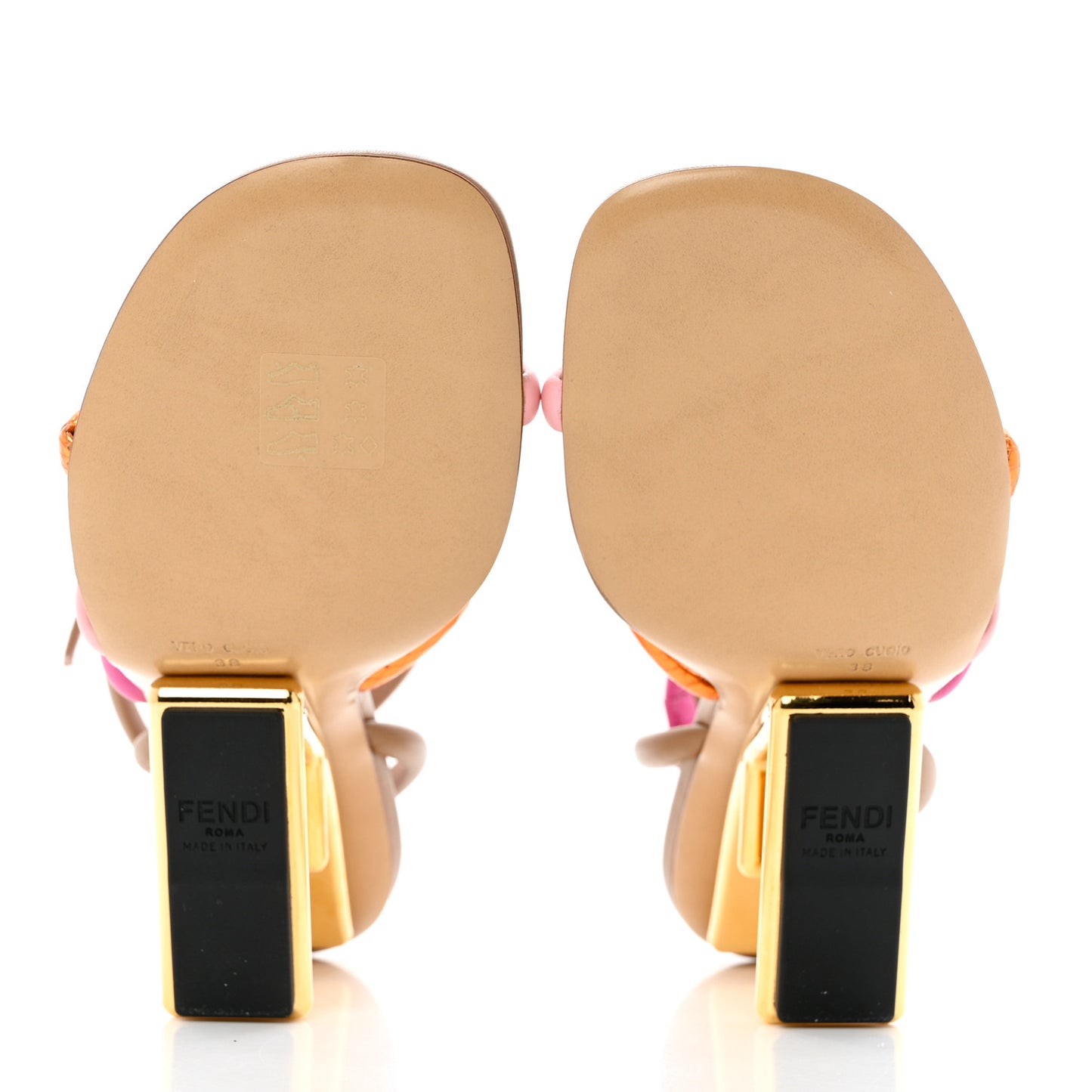 Nappa Metallic Ayers Fendi First 95mm Strappy Sandals 38 Rosa Geranio Albicocca