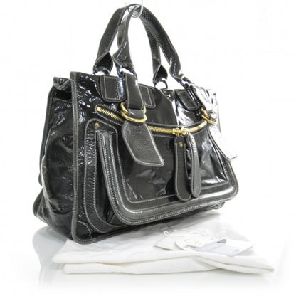 Chloe Patent Bay Tote Black 2 of 11