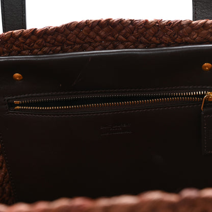Saint Laurent Raffia Calfskin Medium Panier Tote Dark Chocolate 6 of 11