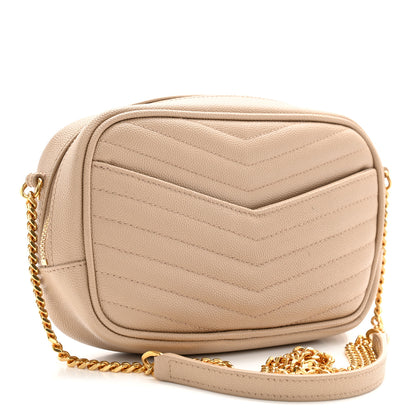 Saint Laurent Grain De Poudre Matelasse Monogram Mini Lou Camera Bag Dark Beige 3 of 12