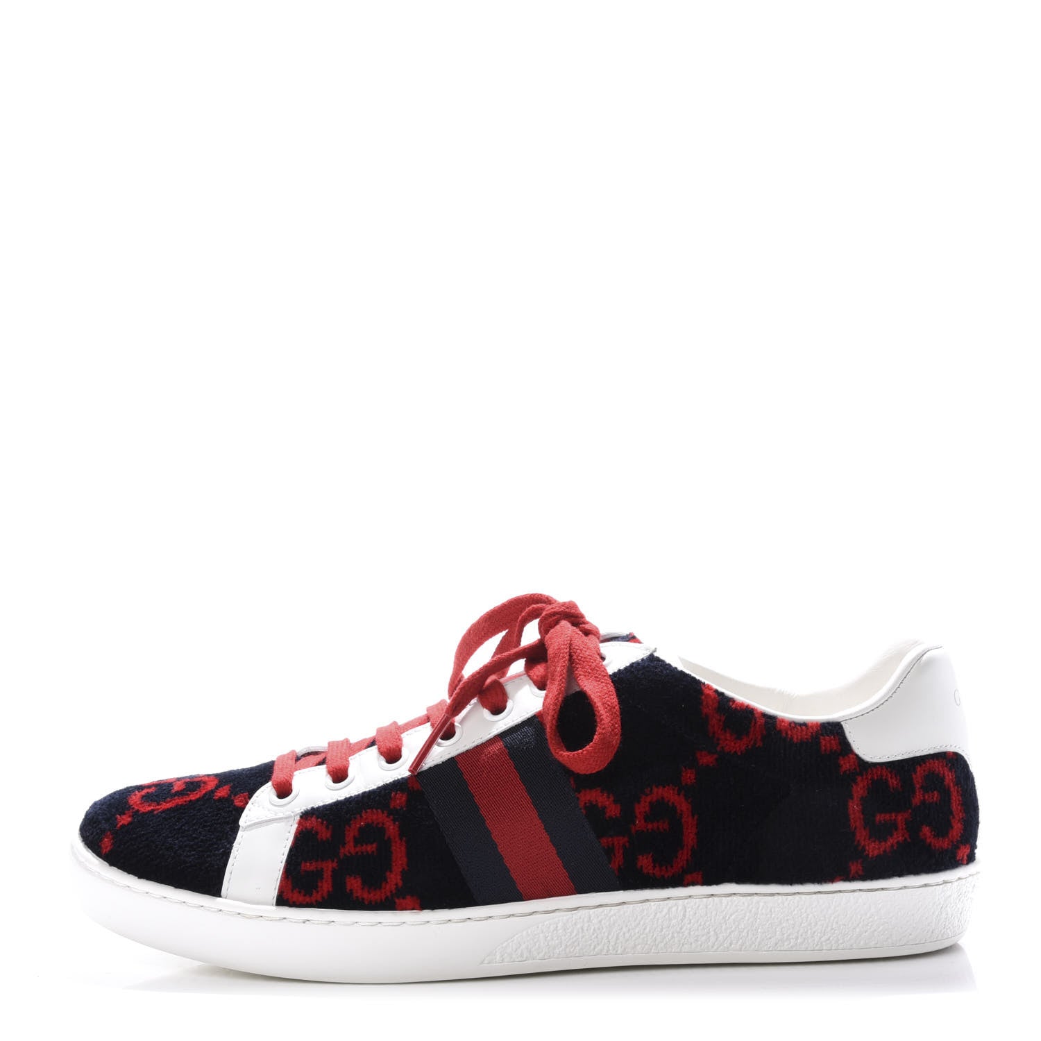Gucci Terry Cloth GG Monogram Web Womens Ace Sneakers 38.5 Blue Red 1 of 10