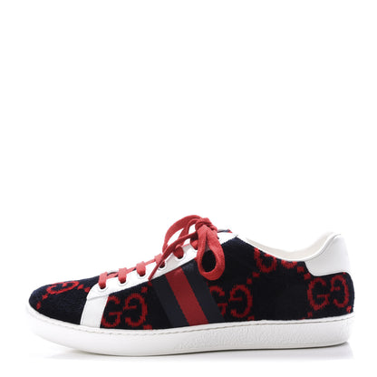 Gucci Terry Cloth GG Monogram Web Womens Ace Sneakers 38.5 Blue Red 1 of 10