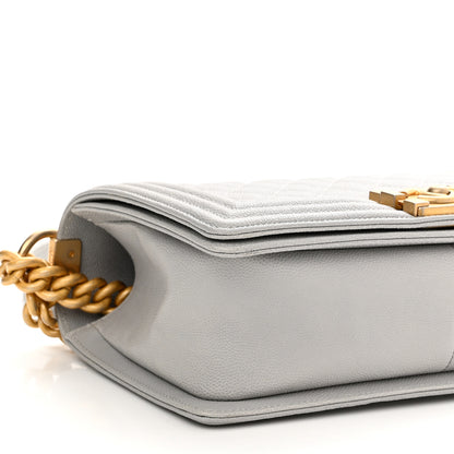 Chanel Caviar Quilted Medium Boy Flap Light Grey 9 of 10