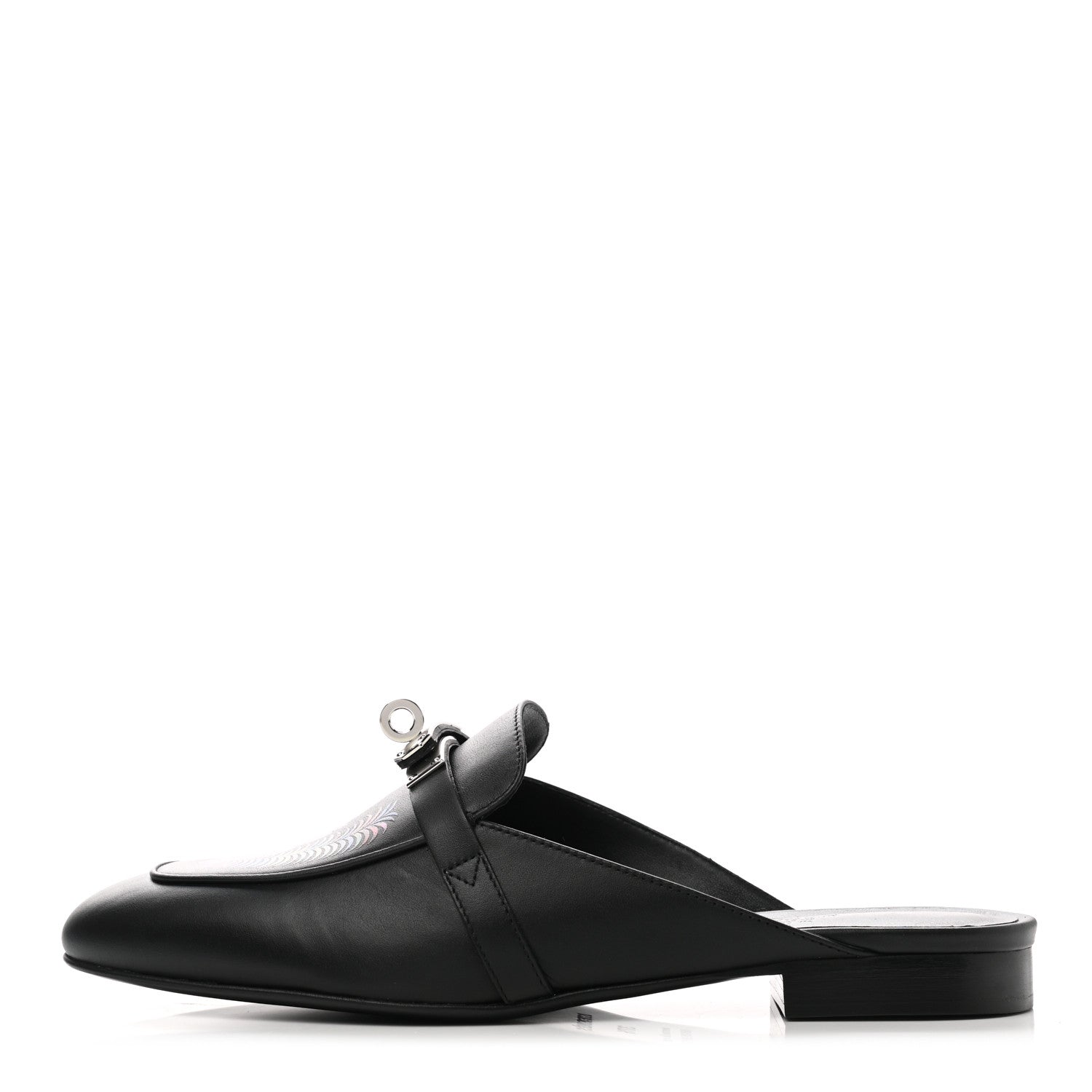 Hermes Printed Calfskin Tigre Royal Oz Mules 37.5 Black 1 of 9