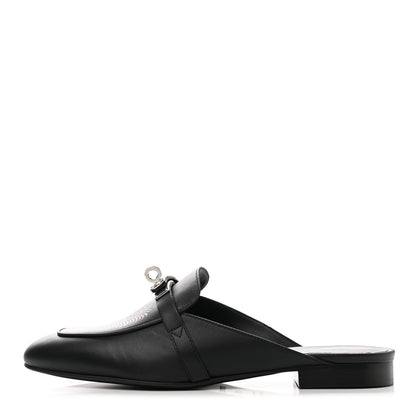 Hermes Printed Calfskin Tigre Royal Oz Mules 37.5 Black 1 of 9