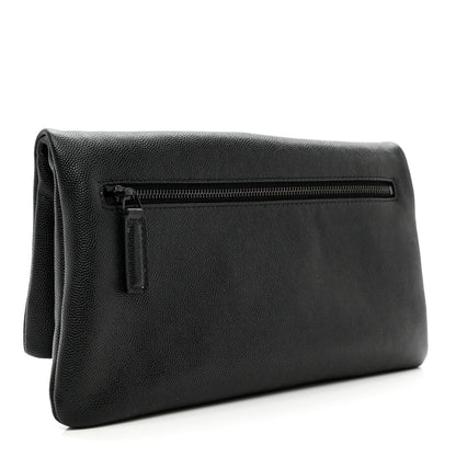 Saint Laurent Grain De Poudre West Hollywood Monogram Fold Over Clutch Black 2 of 5