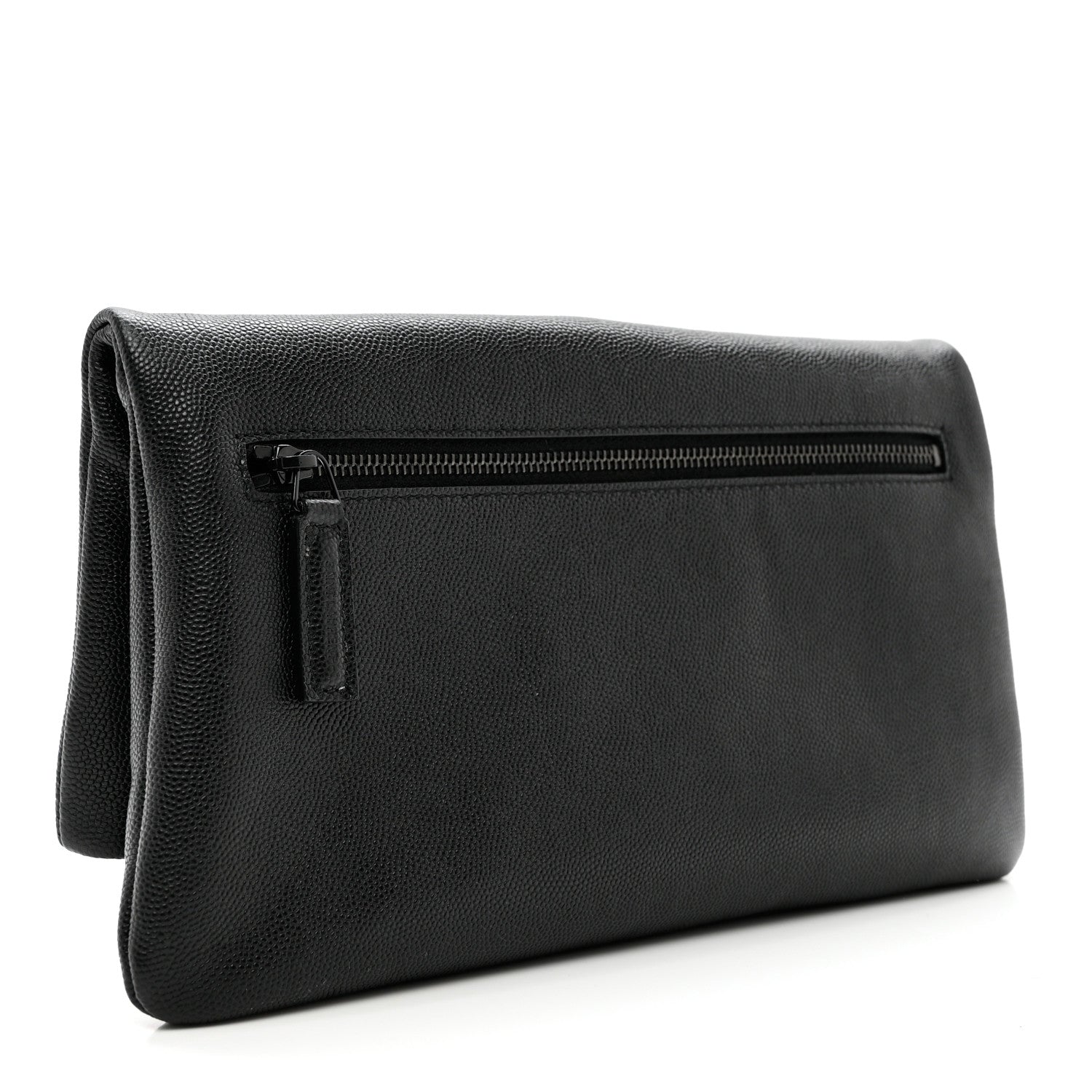 Saint Laurent Grain De Poudre West Hollywood Monogram Fold Over Clutch Black 2 of 5