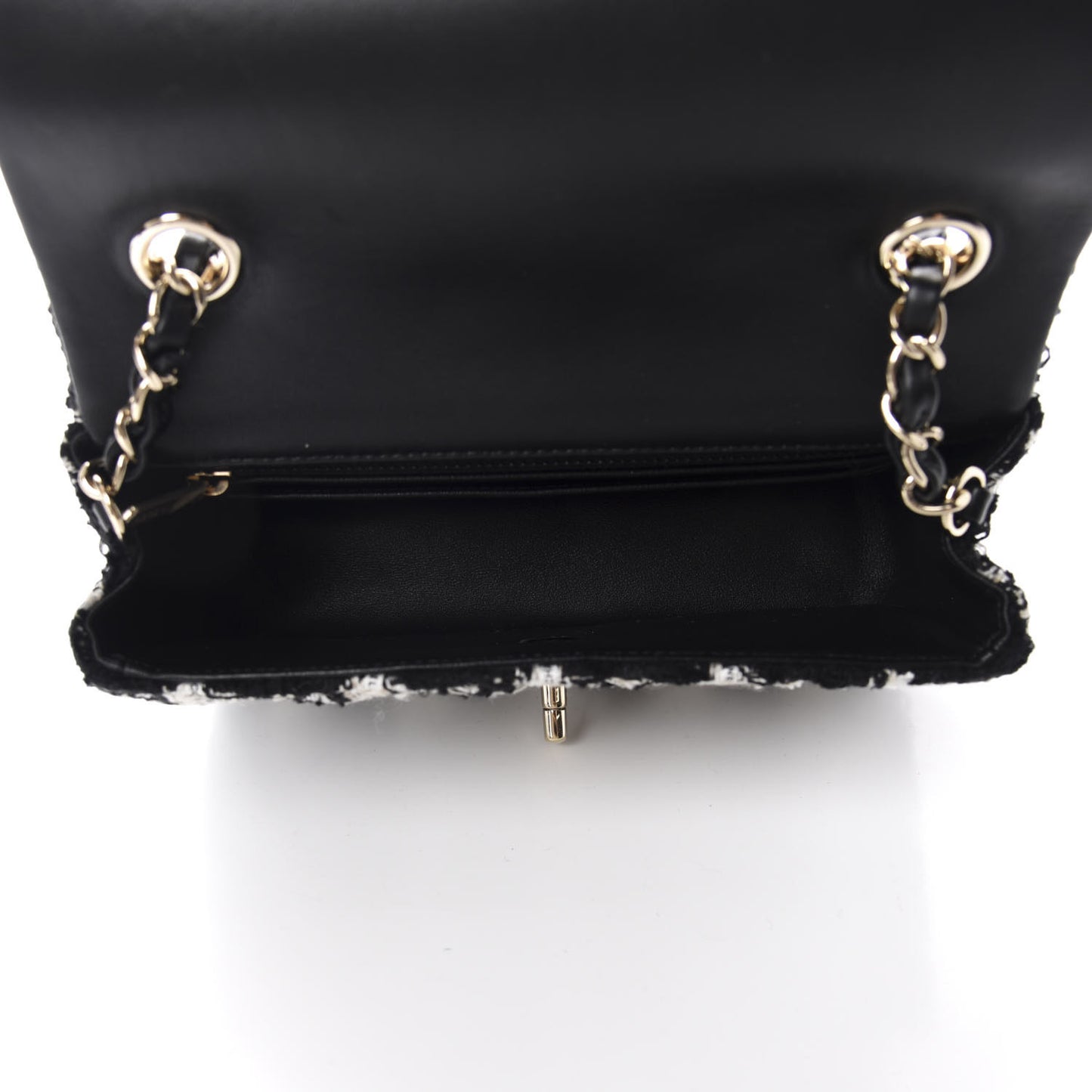 Tweed Quilted Mini Rectangular Flap Black Ecru White