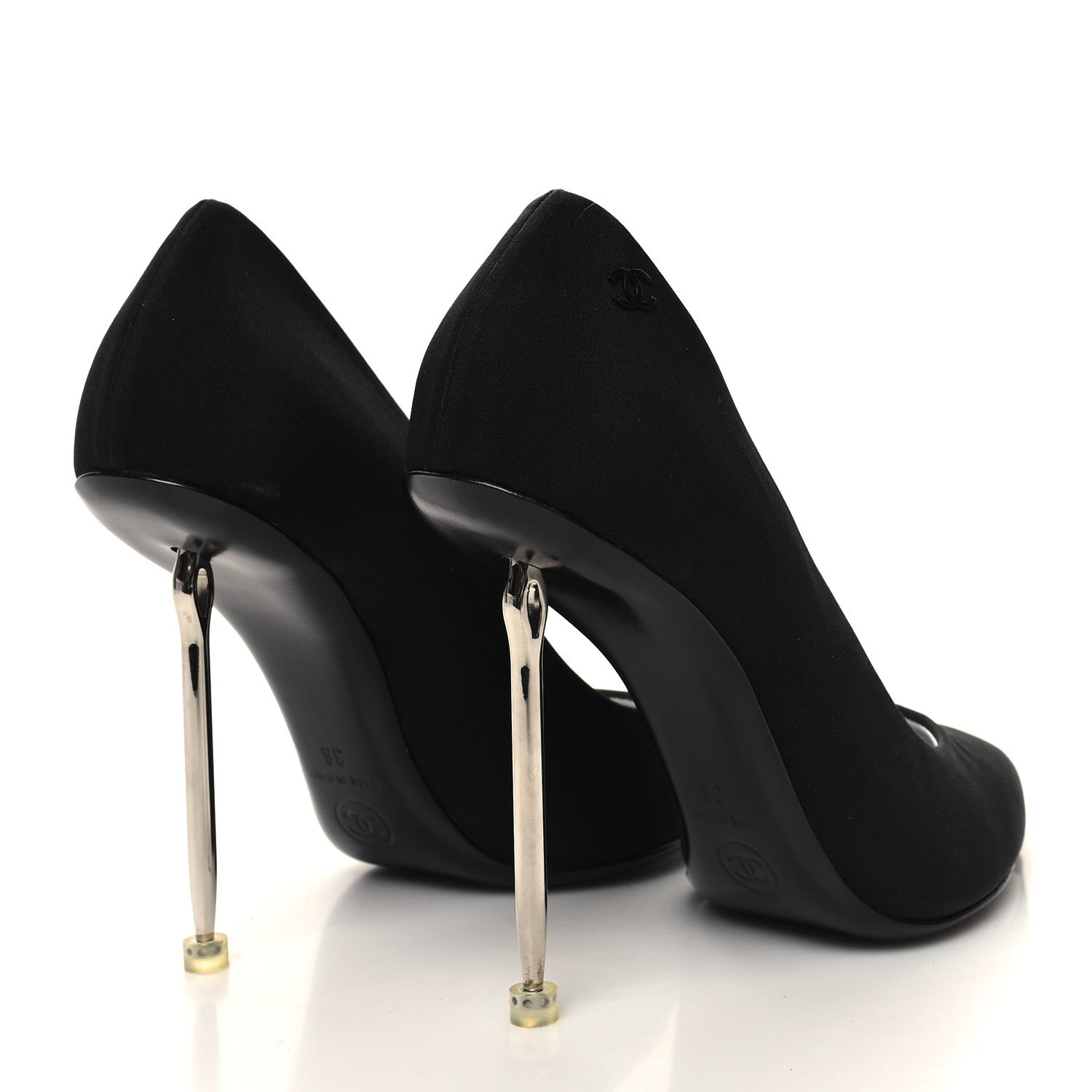 Chanel Silk Crepe CC Pumps 36 Black 4 of 9