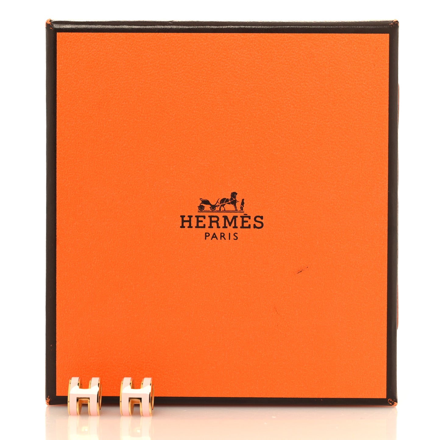 Gold Lacquered Mini Pop H Earrings Rose Dragee