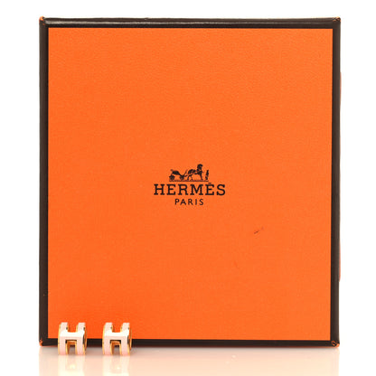 Hermes Gold Lacquered Mini Pop H Earrings Rose Dragee 6 of 6