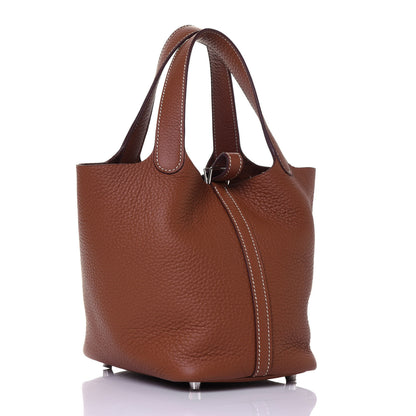 Hermes Taurillon Clemence Picotin Lock 18 PM Gold 3 of 13