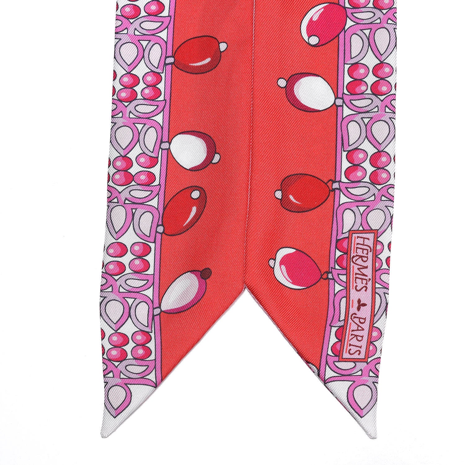 Hermes Silk Parures Des Maharajas Twilly Rouge Grenadine Rose Mauve 3 of 5