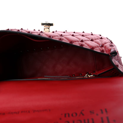 Valentino Garavani Lambskin Monochrome Medium Rockstud Spike Shoulder Bag Red 5 of 10