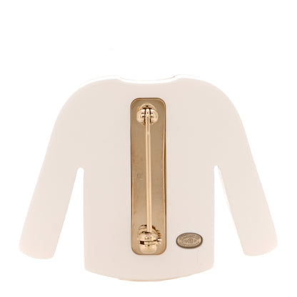 Chanel Resin Pearl Tweed Cardigan CC Brooch Black White 3 of 4