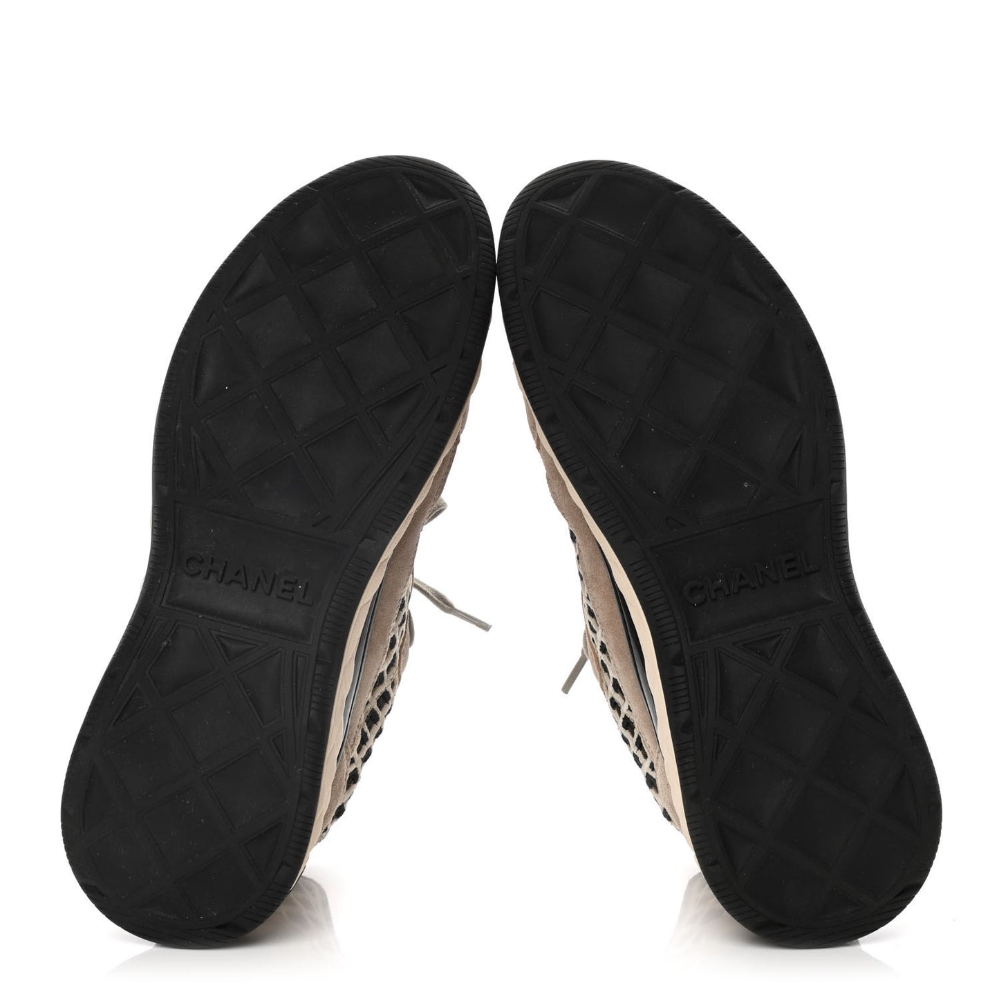 Suede Calfskin Embroidered CC Sneakers 39 Beige Black
