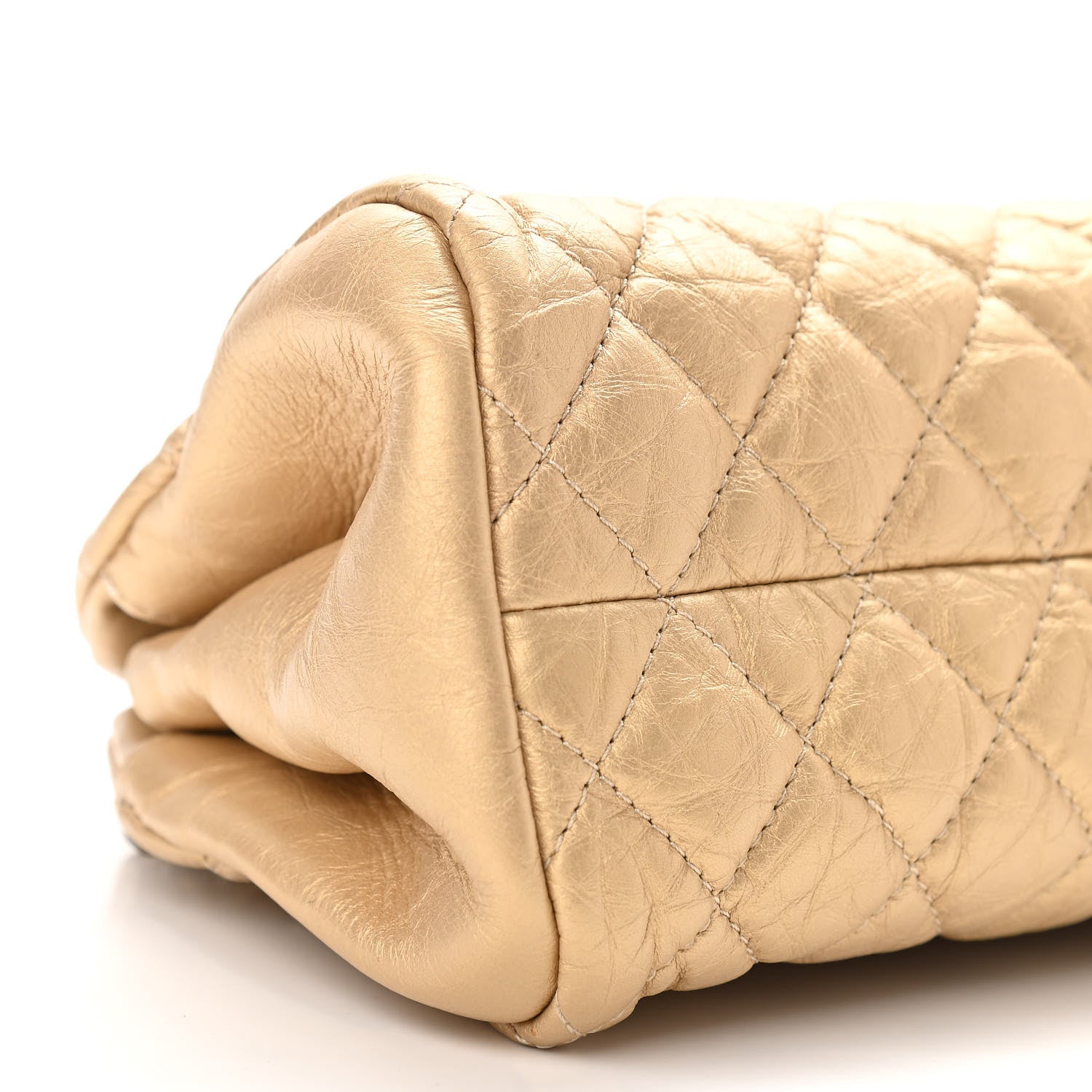 Chanel Metallic Aged Calfskin Quilted Medium Just Mademoiselle Gold 9 of 11