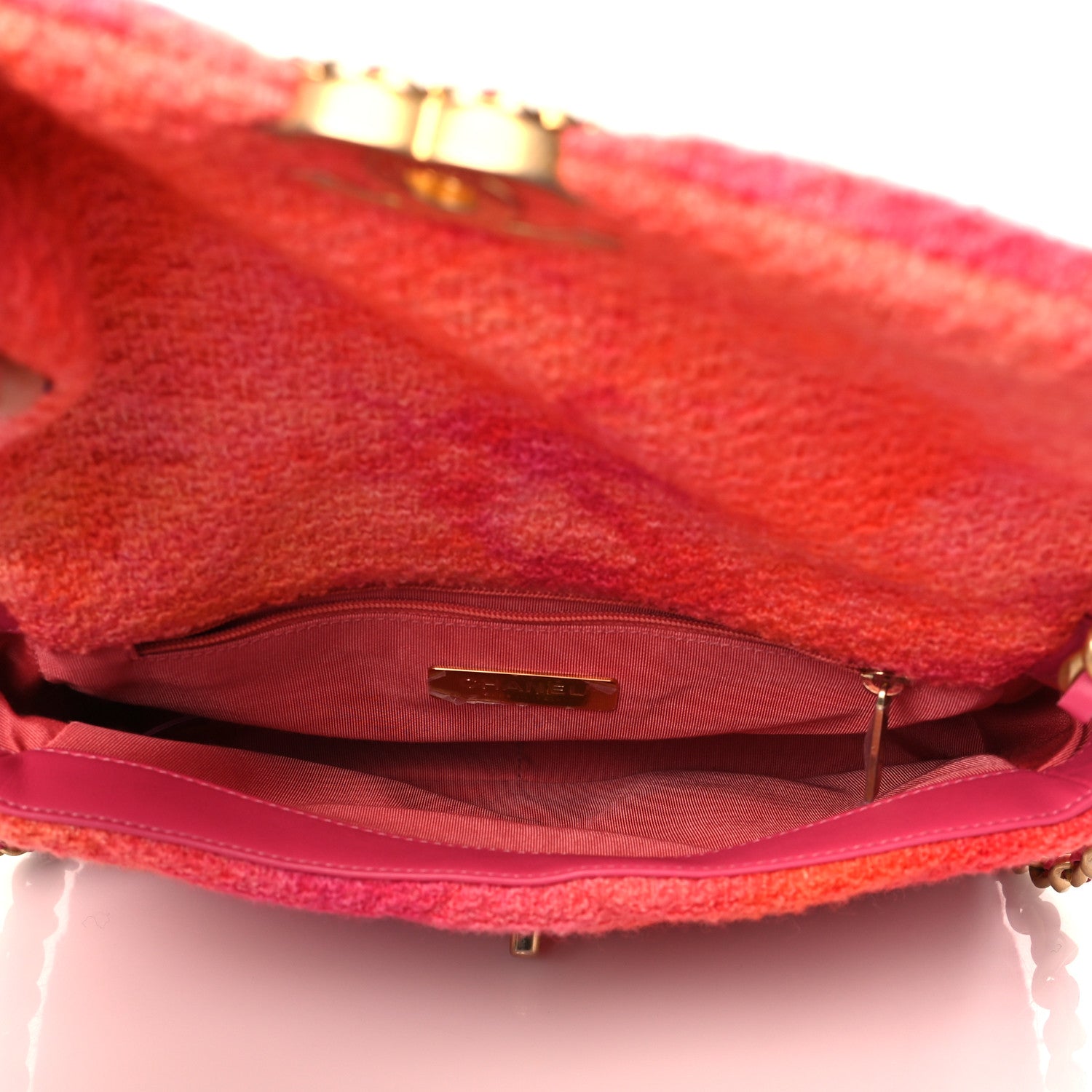 Chanel Tweed Quilted Medium Chanel 19 Flap Coral Pink 6 of 11