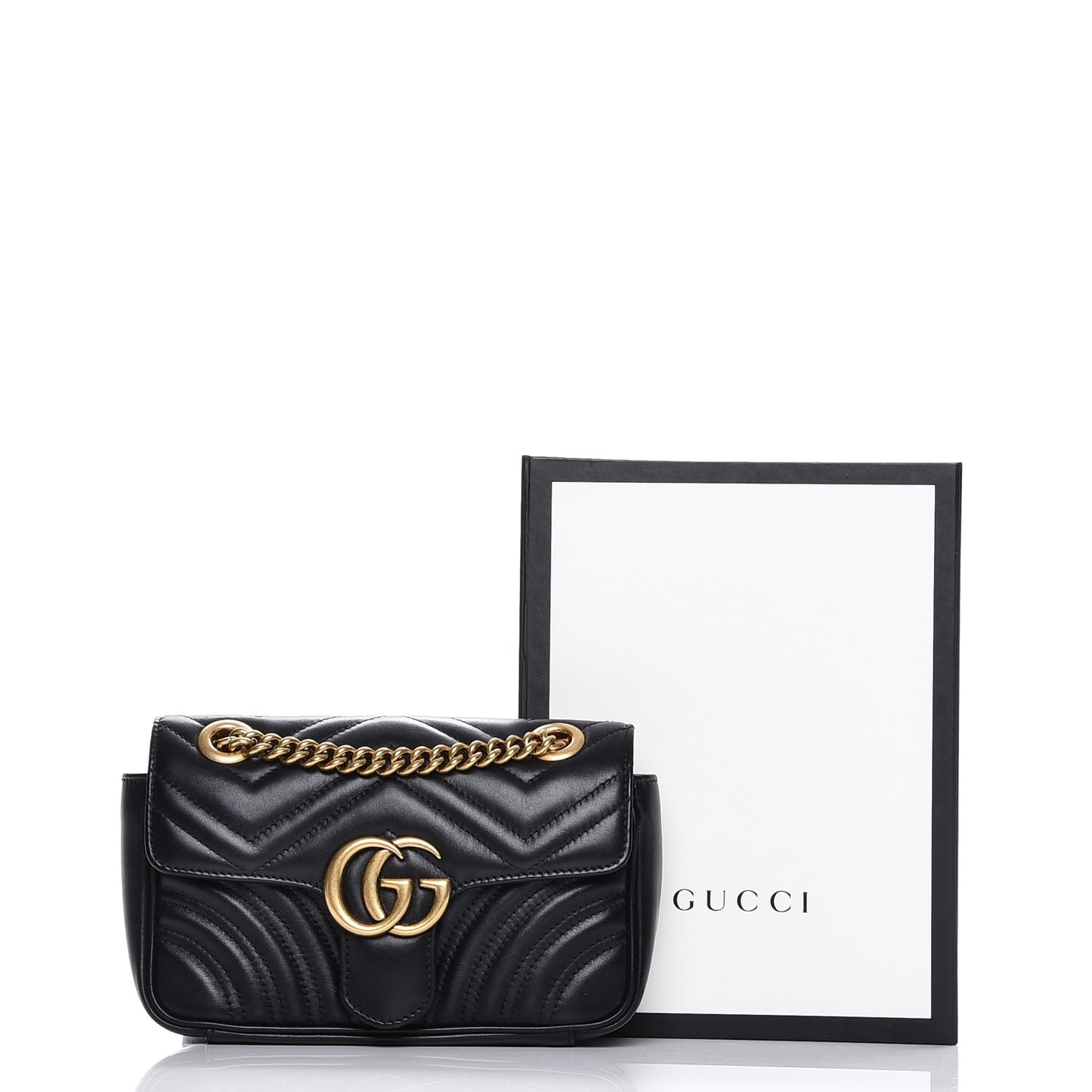 Calfskin Matelasse Mini GG Marmont Shoulder Bag Black