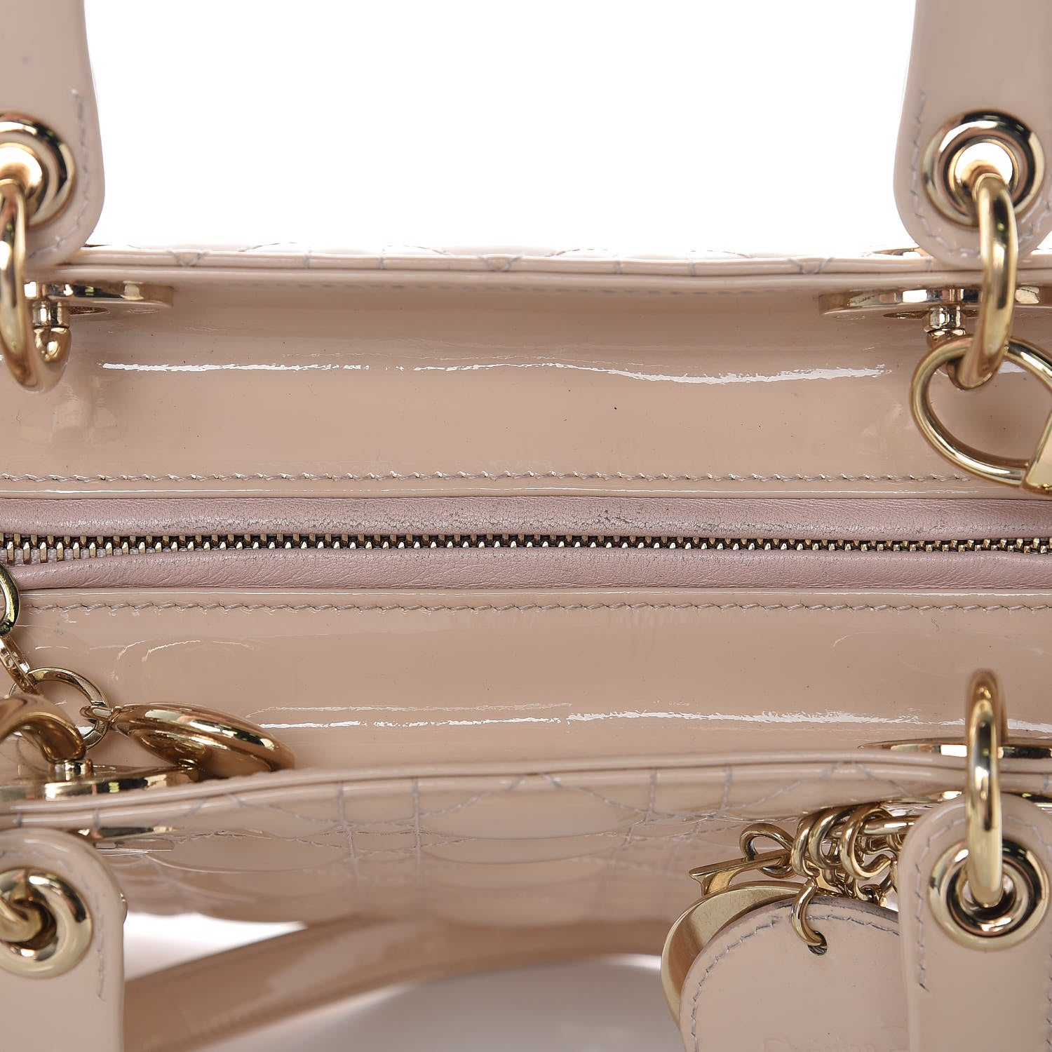Christian Dior Patent Cannage Medium Lady Dior Beige 8 of 16