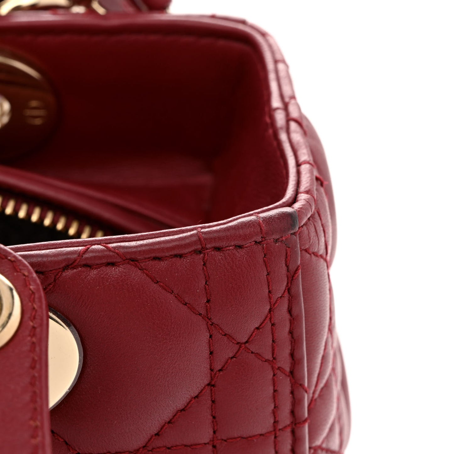 Lambskin Cannage Medium Lady Dior Red