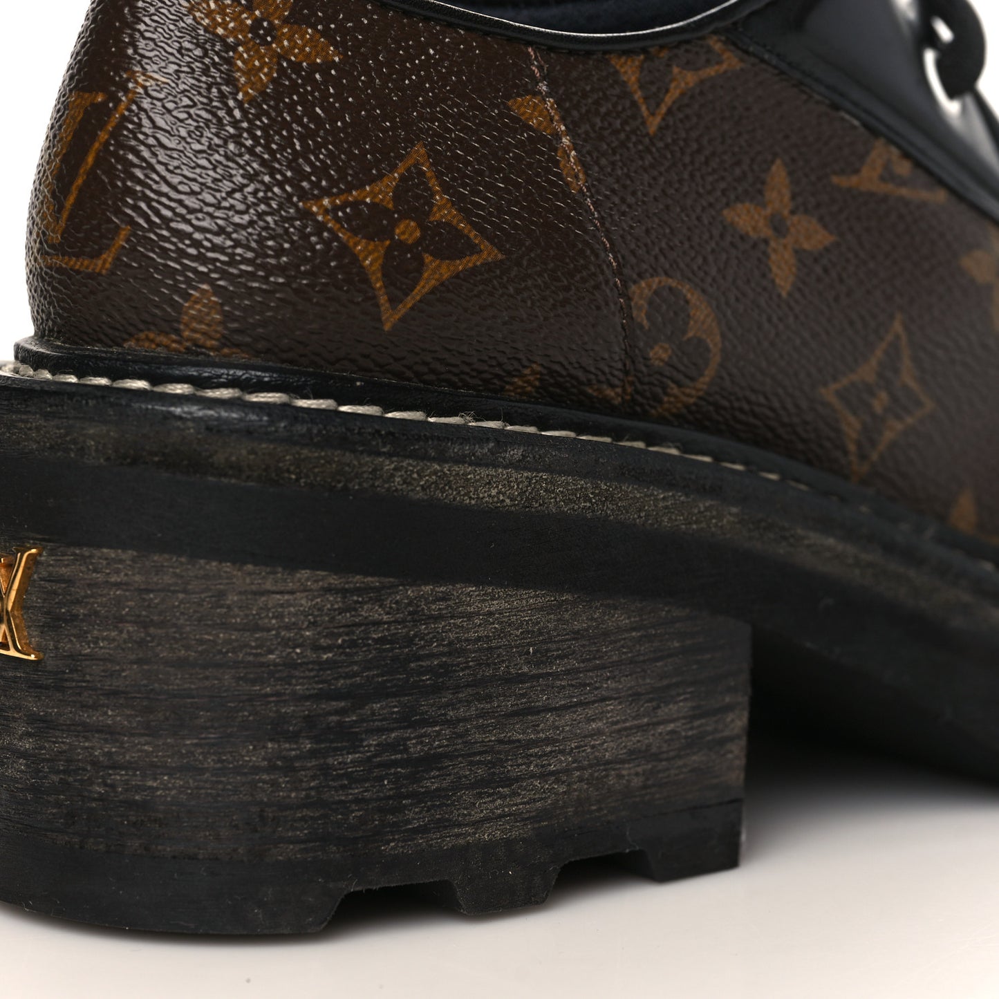 Monogram Calfskin Beaubourg Platform Derby Shoes 37 Brown