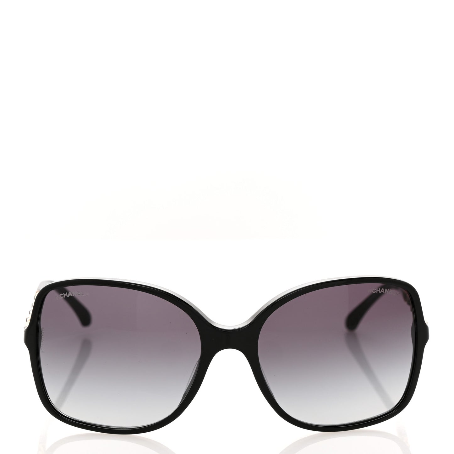 Acetate Lambskin Chain Square Sunglasses 5210-Q Black