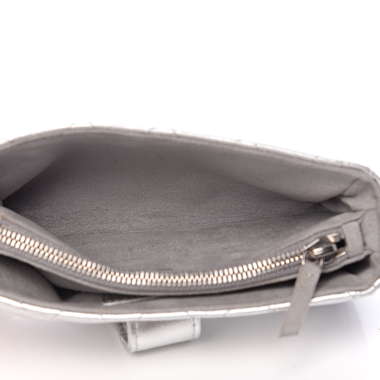Chanel Metallic Lambskin Quilted Mini Phone Holder Clutch Silver 5 of 10