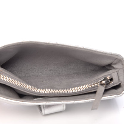 Chanel Metallic Lambskin Quilted Mini Phone Holder Clutch Silver 5 of 10