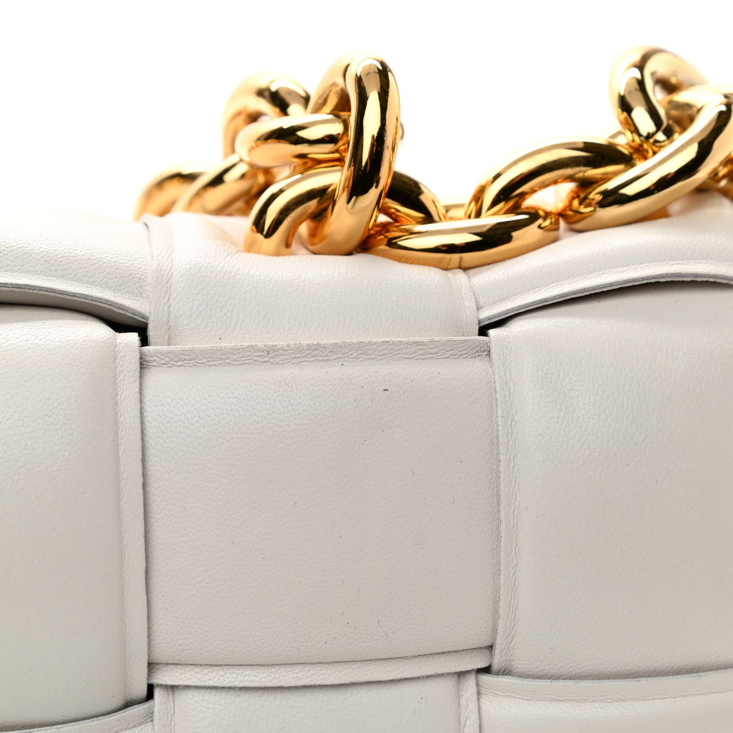 Bottega Veneta Lambskin Maxi Intreccio Padded Chain Cassette Crossbody Bag White 10 of 11