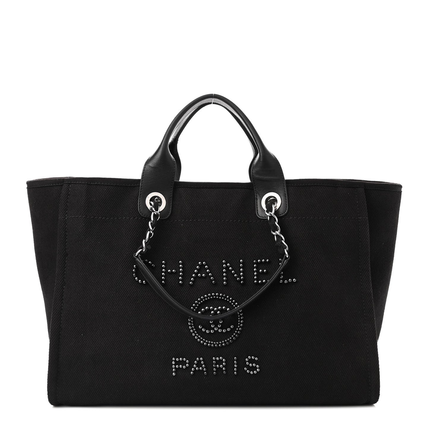 Canvas Pearl Medium Deauville Tote Black