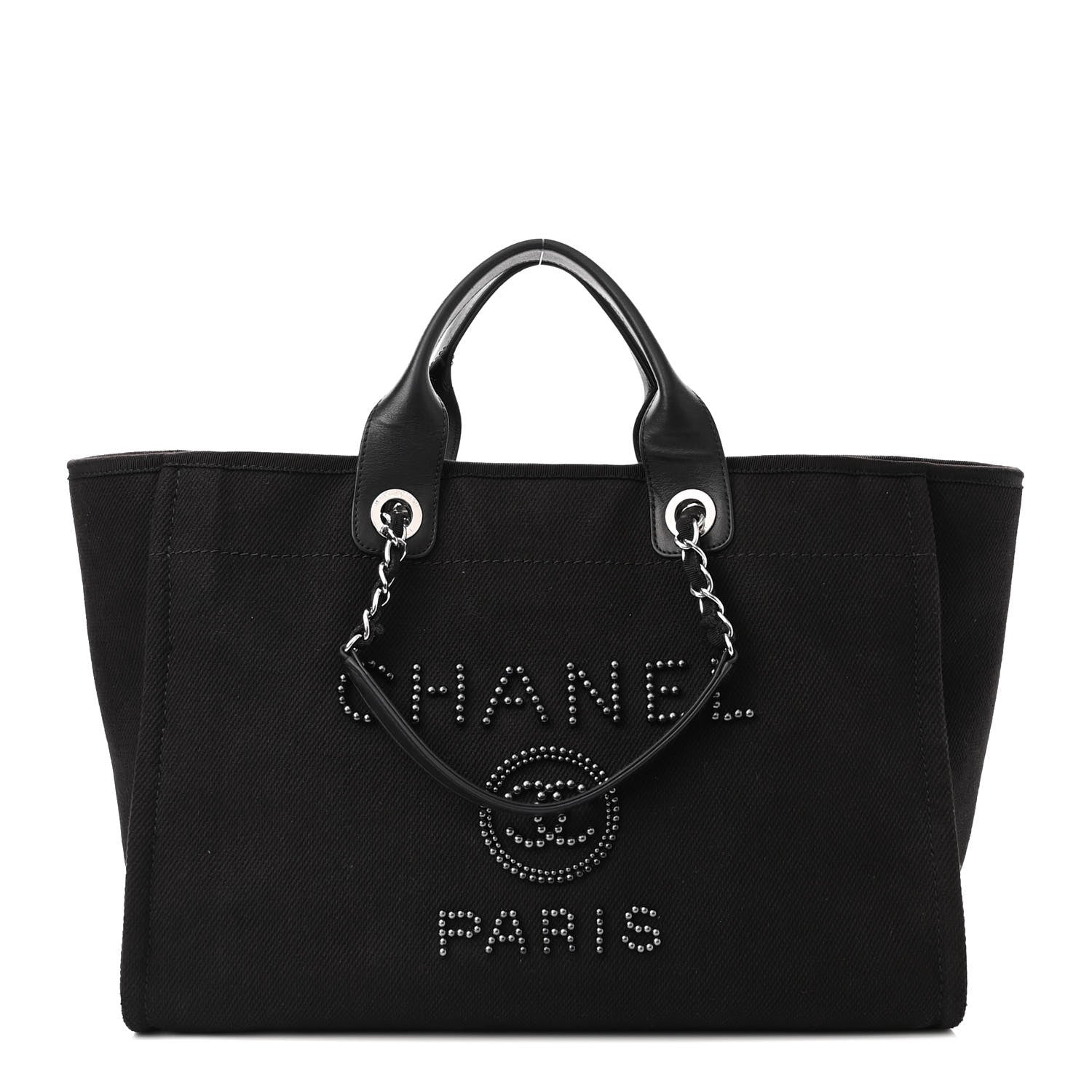 Chanel Canvas Pearl Medium Deauville Tote Black 1 of 10