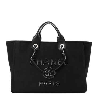 Chanel Canvas Pearl Medium Deauville Tote Black 1 of 10