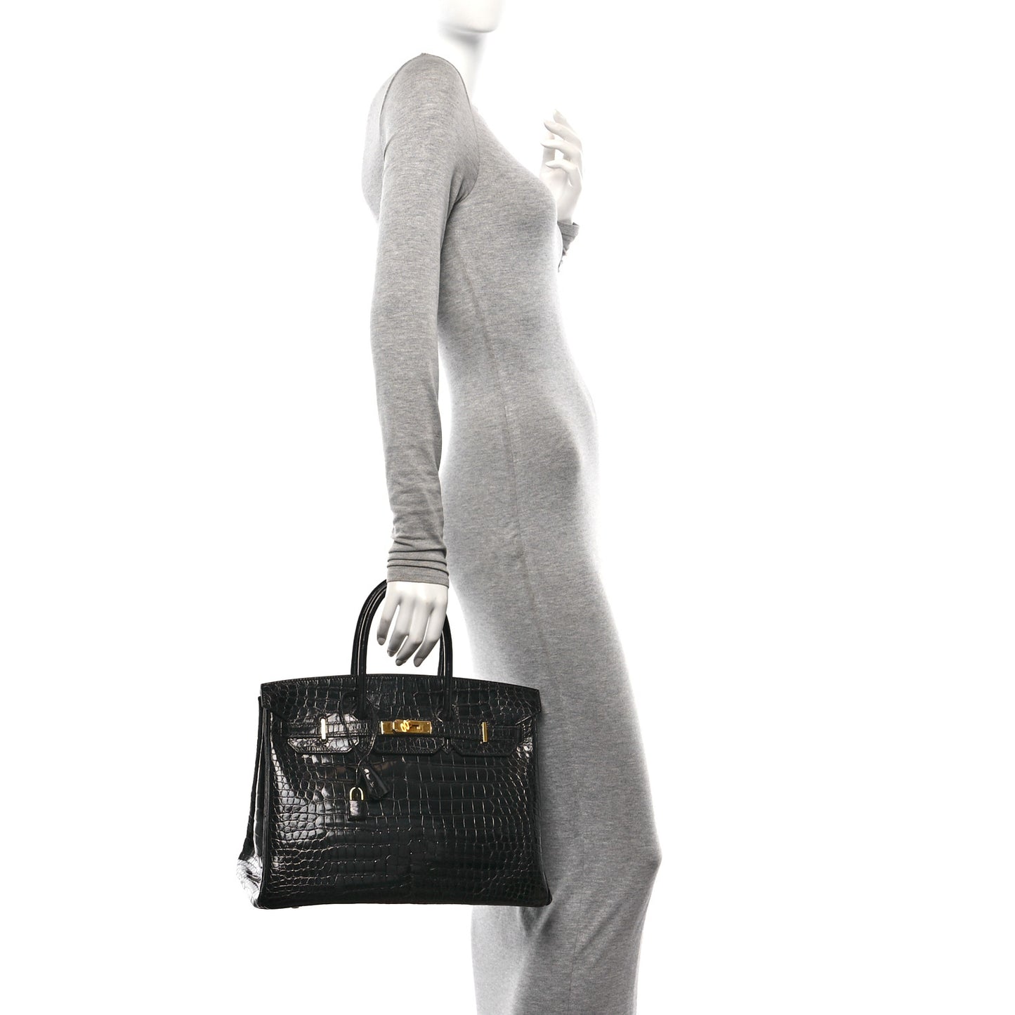Shiny Porosus Crocodile Birkin 35 Black
