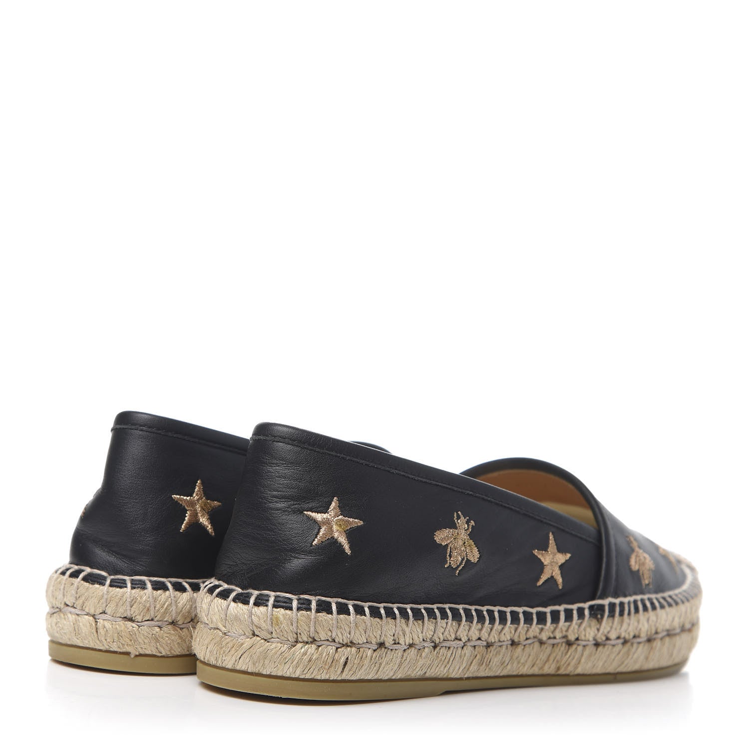 Gucci Calfskin Bee Star Embroidered Espadrilles 36 Black 4 of 10