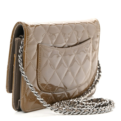 Chanel Patent Quilted Wallet On Chain WOC Brown 3 of 10