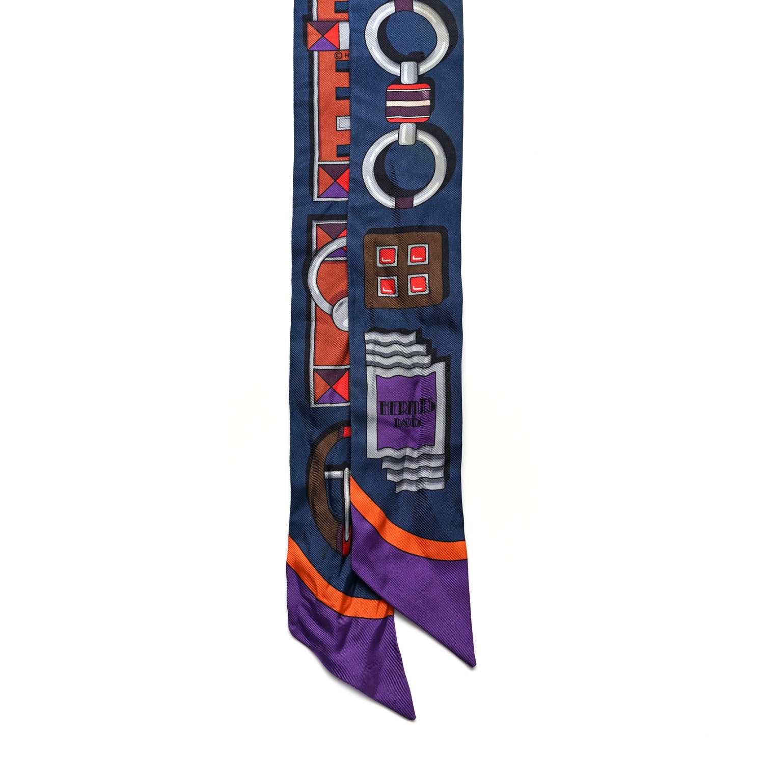 Hermes Silk Carre En Boucles Twilly Marine Violet Brun 2 of 6