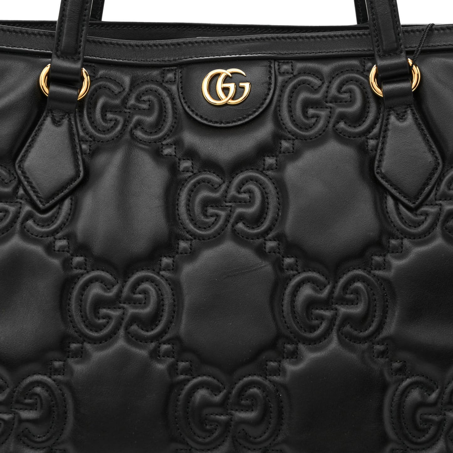 Calfskin GG Matelasse Medium Ophidia Shopping Tote Black