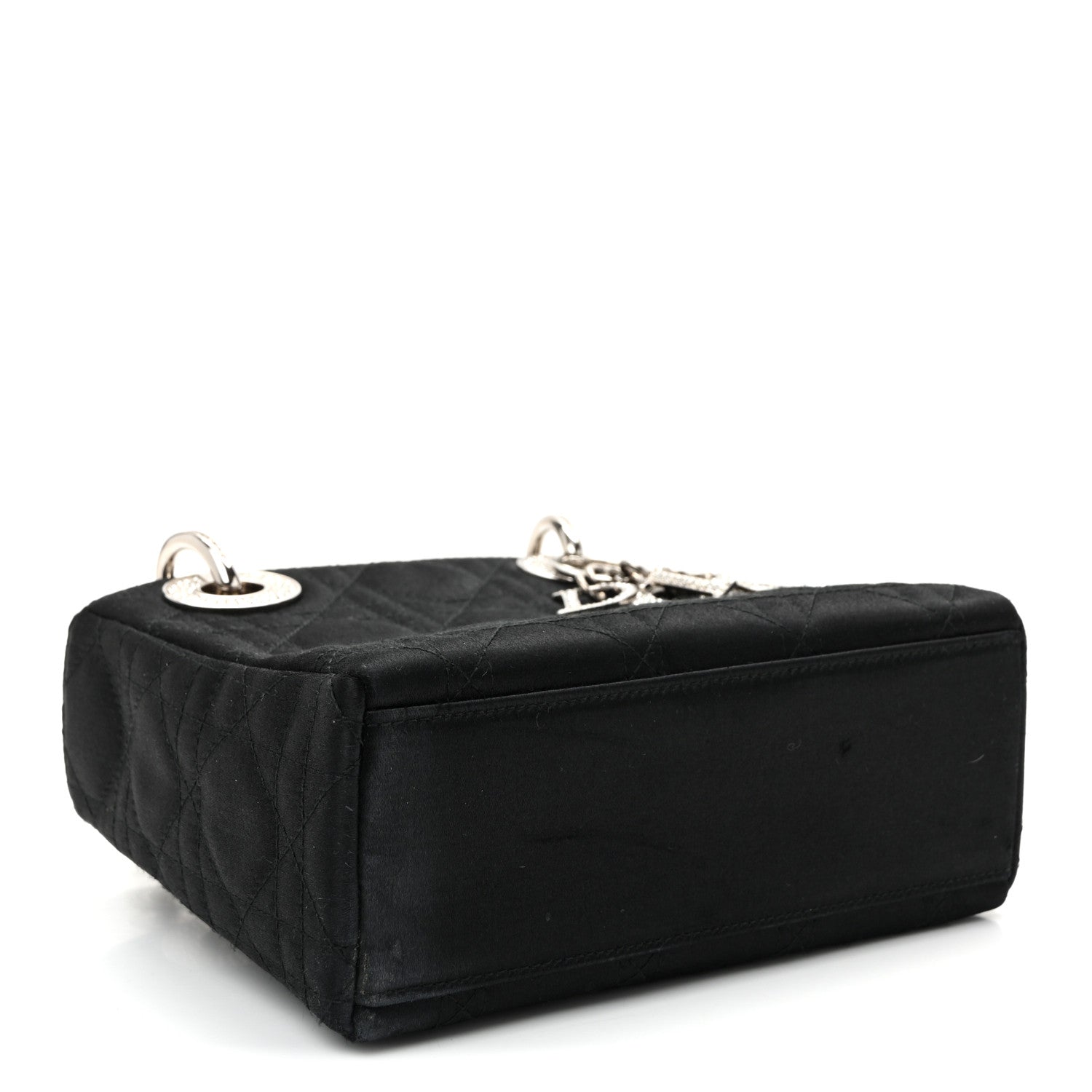 Christian Dior Satin Swarovski Crystal Acrylic PVC Cannage Mini Lady Dior Black 4 of 11